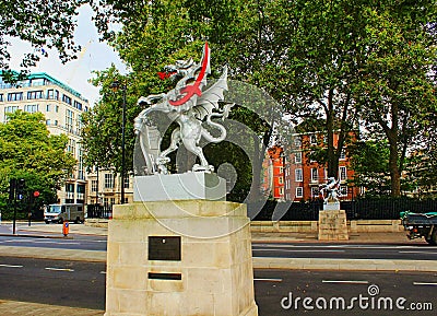 Dragon boundary mark sculptures Victoria Embankment London England Stock Photo