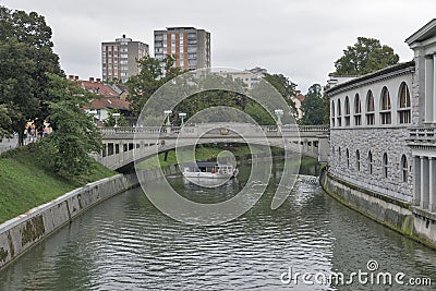 Dragon bridge in Ljubljana, Slovenia Editorial Stock Photo