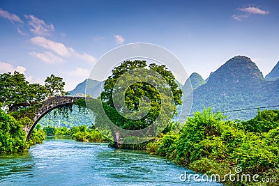 Dragon Bridge of Yangshuo, China Stock Photo