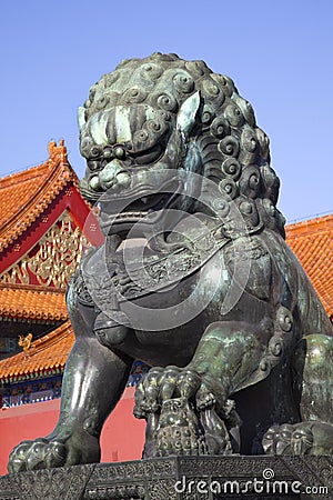Dragon Bronze Statue Forbidden City Beijing Stock Photo
