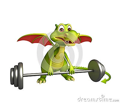 Dragon cartoon character with Gim equipment Cartoon Illustration