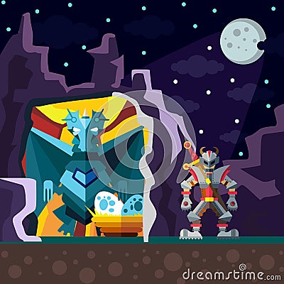 Dragon Cave. Vector Illustration