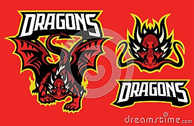 Dragon character in sport mascot style Vector Illustration