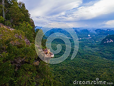 Dragon Crest mountain Krabi Thailand, traveler Dragon Crest or Khuan Sai Khao Ngon Nak Nature Trail Stock Photo