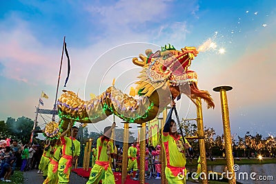 Dragon Dance in a Chinese New Year`s Celebration Editorial Stock Photo