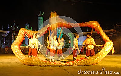 Dragon dance: Fenghuang, Hunan Province, China Editorial Stock Photo