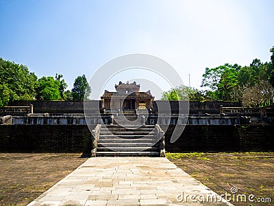 Dragon decor on pavilion in garden of Citadel in Hue. Vietnam Stock Photo