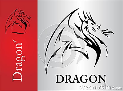 Dragon, Dragon sketch, spreading its wing. Vector Illustration