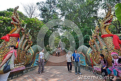 Dragon Entrance of Wat Phra That Doi Suthep, Chiang Mai Editorial Stock Photo