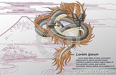 Dragon is fantasy animal in cartoon style. Vector Illustration