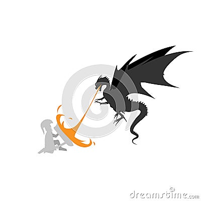 Dragon fire monsters with Knights Templar design Stock Photo