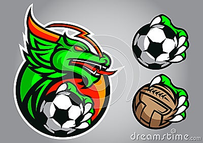 Dragon football logo vector emblem Vector Illustration