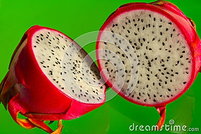 Dragon fruit on green Stock Photo