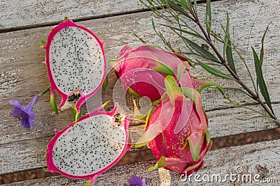 Dragon fruit in the middle of the fruit Stock Photo