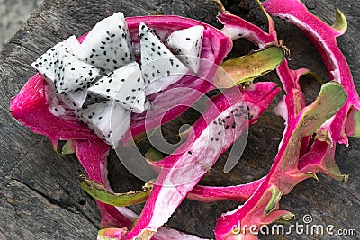 Dragon fruit and peel Stock Photo