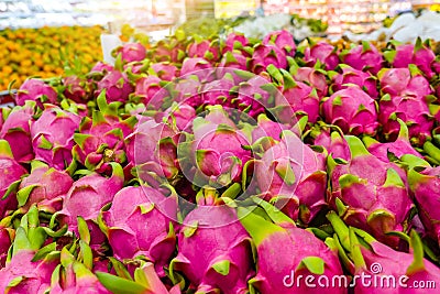 Dragon fruit pink color in the market. Stock Photo