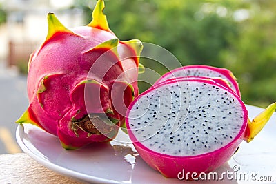 Dragon fruit slice Stock Photo