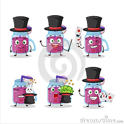 A dragon fruit smoothie Magician cartoon character perform on a stage Cartoon Illustration