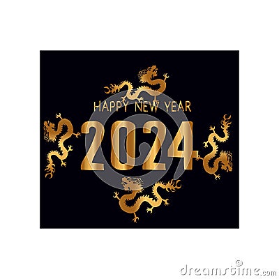 2024 dragon happy new years Vector Illustration