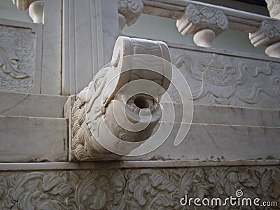 Dragon Head Ancient Water Pipe in Giant Wild Goose Pagoda. It was built in 652 during the Tang dynasty and originally had five Stock Photo