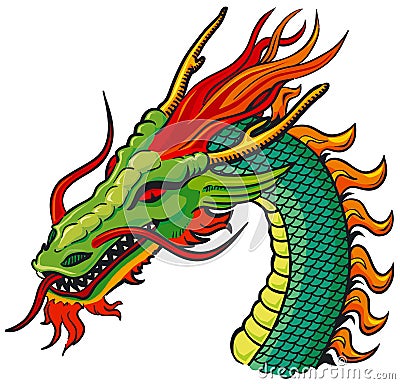 Dragon head color Vector Illustration