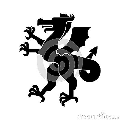 Dragon Heraldic animal silhouette. Fantastic Beast. Monster for Vector Illustration