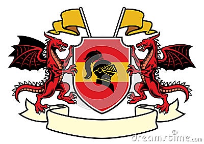 Dragon heraldry set in classic coat of arms style Vector Illustration