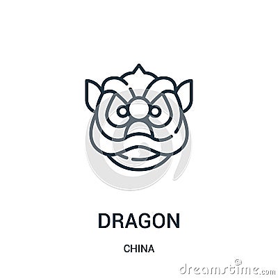 dragon icon vector from china collection. Thin line dragon outline icon vector illustration. Linear symbol for use on web and Vector Illustration