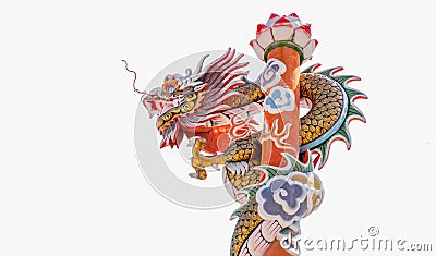 Dragon involve a pillar on background Stock Photo