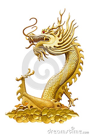 Dragon Isolated on White, With Clipping Path Stock Photo