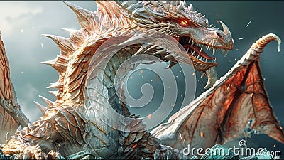 Dragon Lair Vicious Beast Guarding Domain Ancient Reptile Flame Breathing Demi God Stock Photo