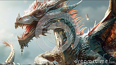 Dragon Lair Vicious Beast Guarding Domain Ancient Reptile Flame Breathing Demi God Stock Photo