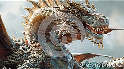 Dragon Lair Vicious Beast Guarding Domain Ancient Reptile Flame Breathing Demi God Stock Photo