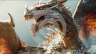 Dragon Lair Vicious Beast Guarding Domain Ancient Reptile Flame Breathing Demi God Stock Photo