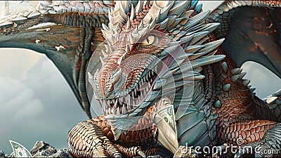 Dragon Lair Vicious Beast Guarding Domain Ancient Reptile Flame Breathing Demi God Stock Photo