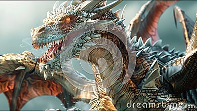 Dragon Lair Vicious Beast Guarding Domain Ancient Reptile Flame Breathing Demi God Stock Photo