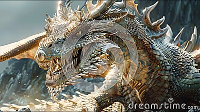 Dragon Lair Vicious Beast Guarding Domain Ancient Reptile Flame Breathing Demi God Stock Photo