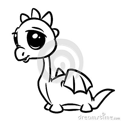 Dragon little animal character coloring page Cartoon Illustration