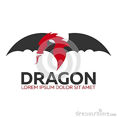 Dragon logo. Chinese dragon. Vector flat illustration. Cartoon Illustration