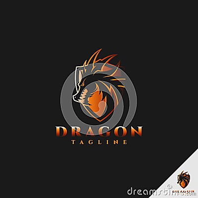 Dragon Logo - multipurpose dragon logo with shield concept Vector Illustration