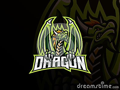 Dragon mascot sport logo design Vector Illustration