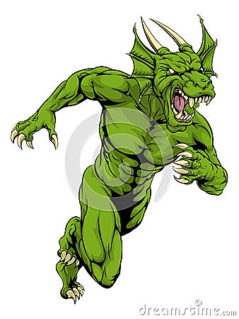 Dragon mascot sprinting Vector Illustration