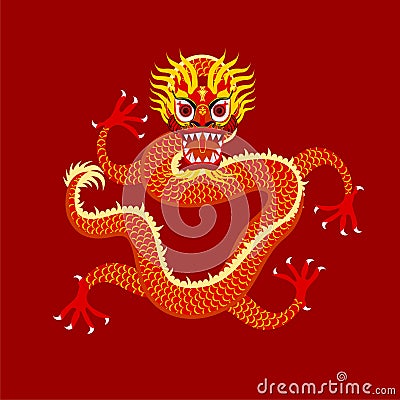 The Dragon. Oriental symbol. Reptile. Mythic creature. Vector Stock Photo