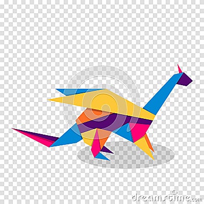 Dragon origami. Abstract colorful vibrant dragon logo design. Animal origami. Vector illustration Vector Illustration