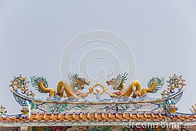 Dragon on roof chinese temple Stock Photo