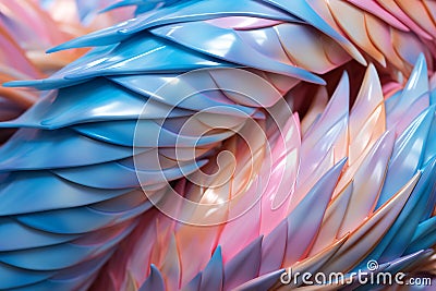 Dragon's Tail Scales in Iridescent Blue Hues Close-Up Stock Photo