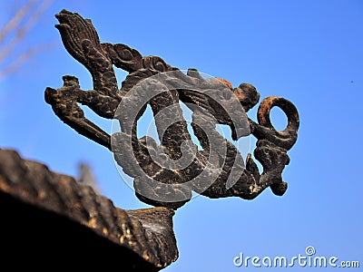 A dragon sculpture on a chinese censer Stock Photo