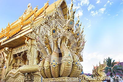 Dragon sculpture at Sri Pan Ton temple, Province Nan,Thailand Stock Photo
