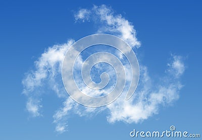 Dragon shaped cloud isolated over blue sky background Cartoon Illustration