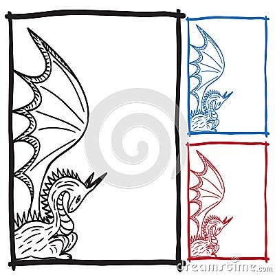 Dragon sketch frame picture Stock Photo